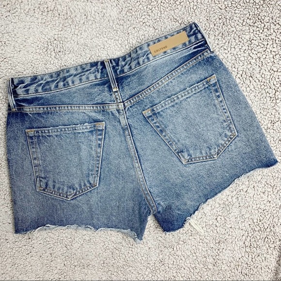 GRLFRND Helena High Rise Cut Off Distressed Denim Shorts Size 27 - Picture 3 of 9